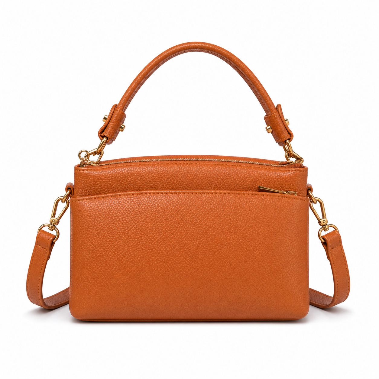 Retro Leather Shoulder Bag Orange variant on white background
