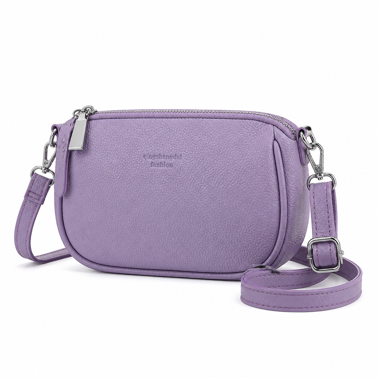 Solid Color Crossbody Bag Purple variant on white background