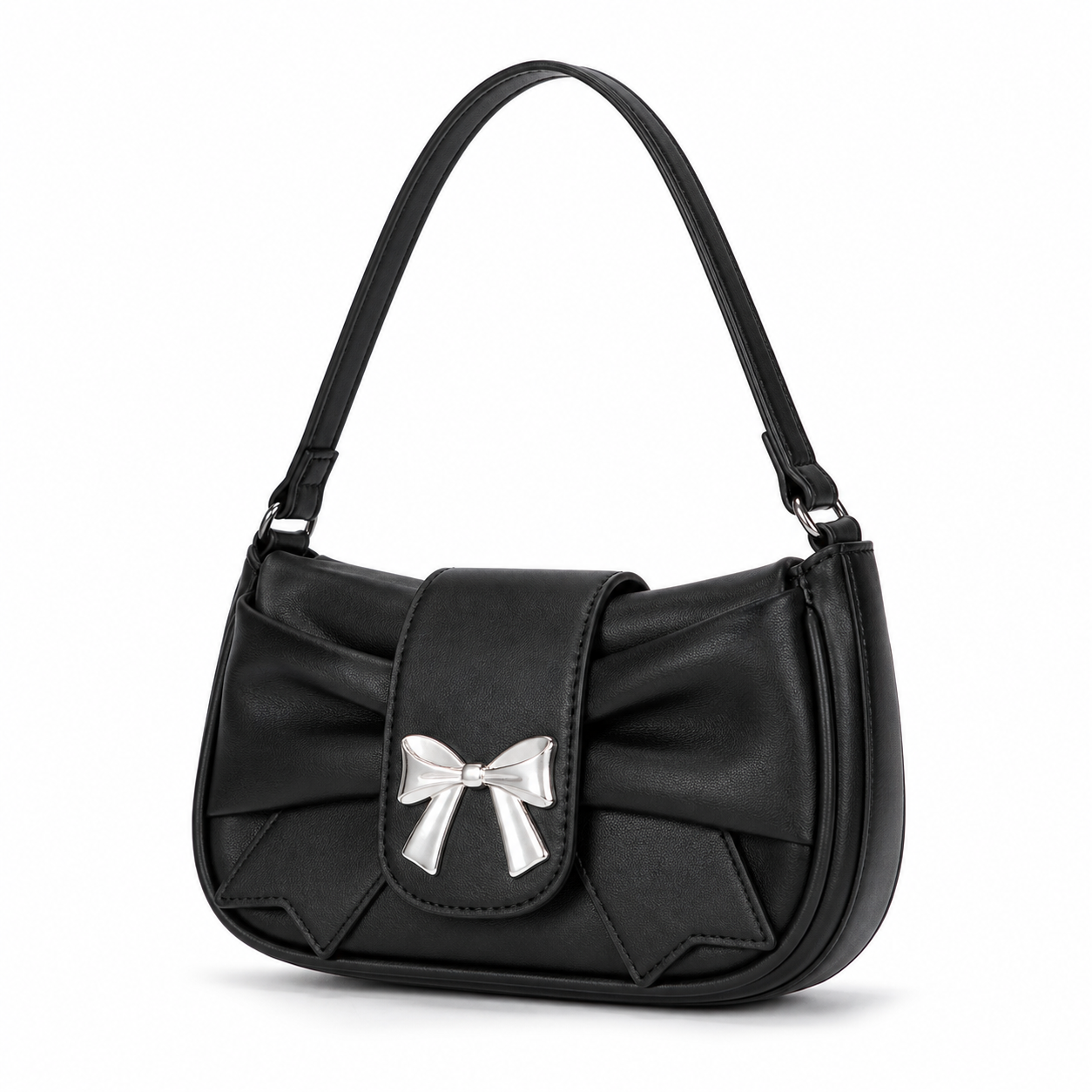 Trendy Bow Underarm Bag Black Bow variant on white background