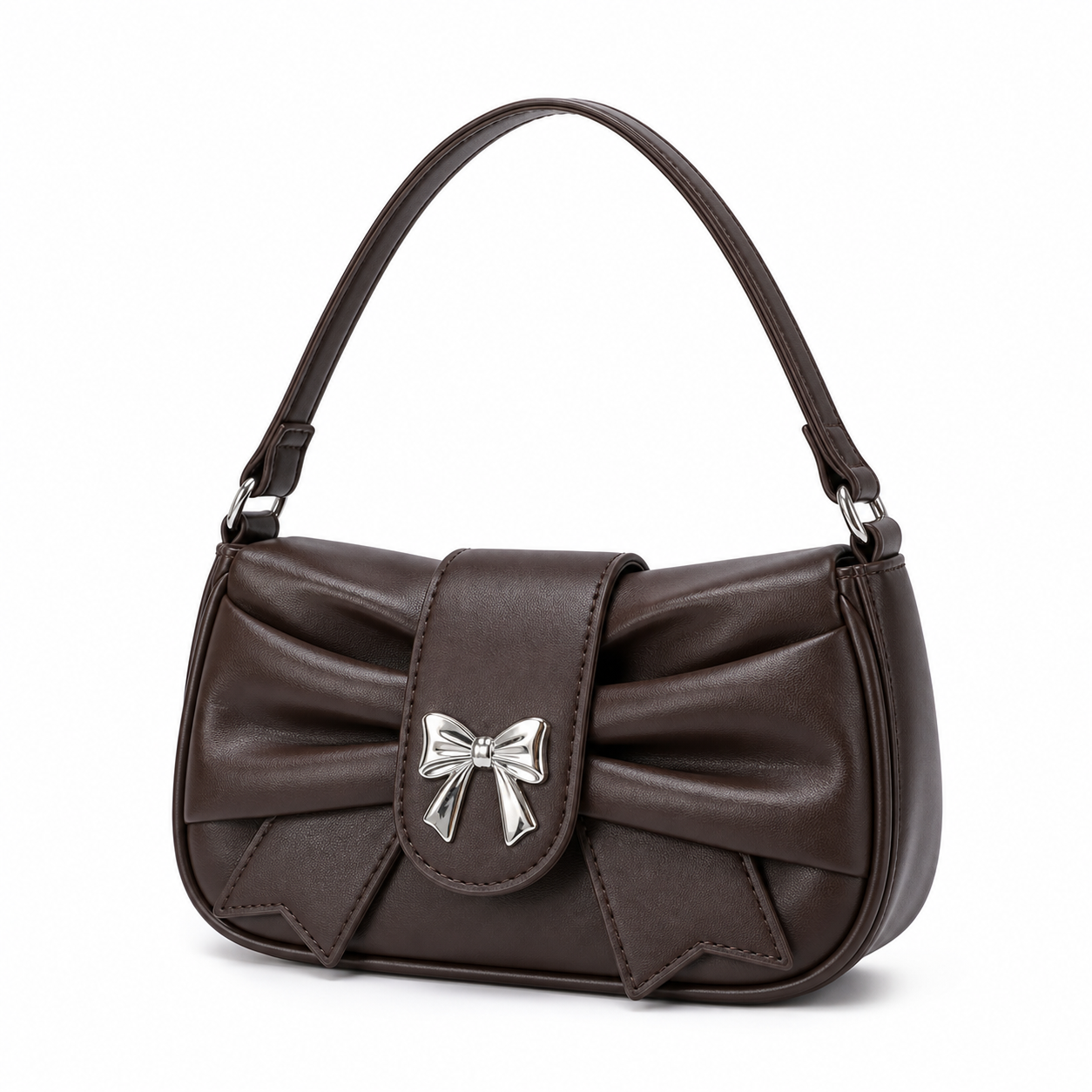 Trendy Bow Underarm Bag Brown Bow variant on white background