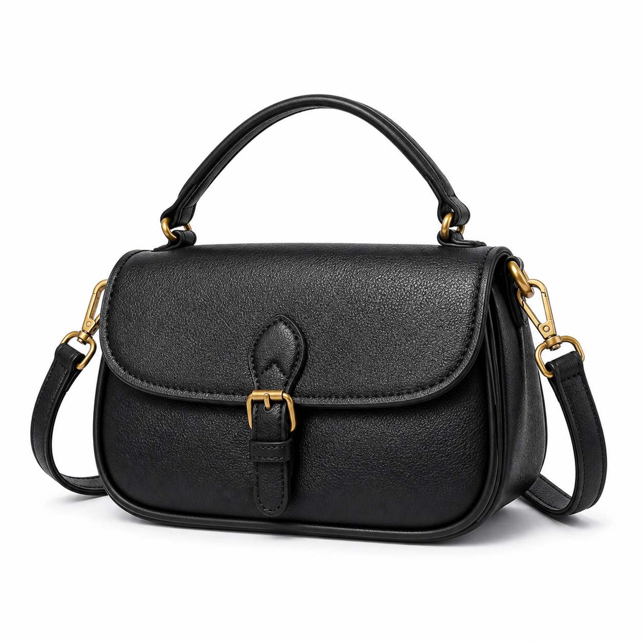 Vintage Multicolor Leather Crossbody Black variant on white background