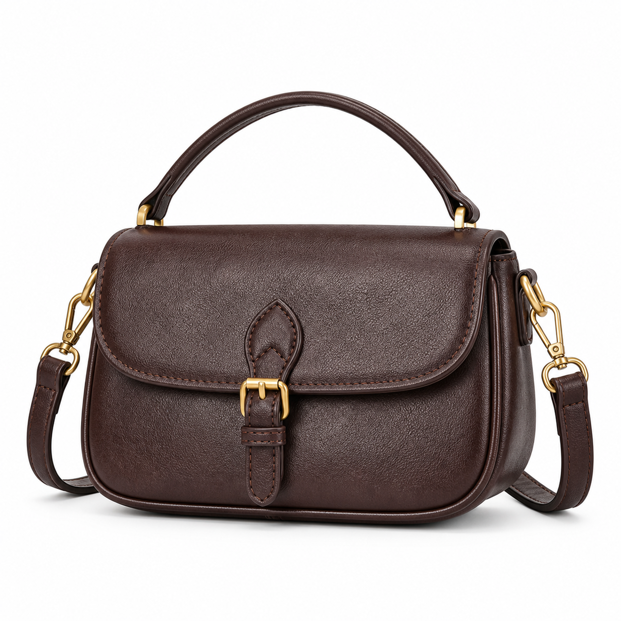 Vintage Multicolor Leather Crossbody Coffee variant on white background