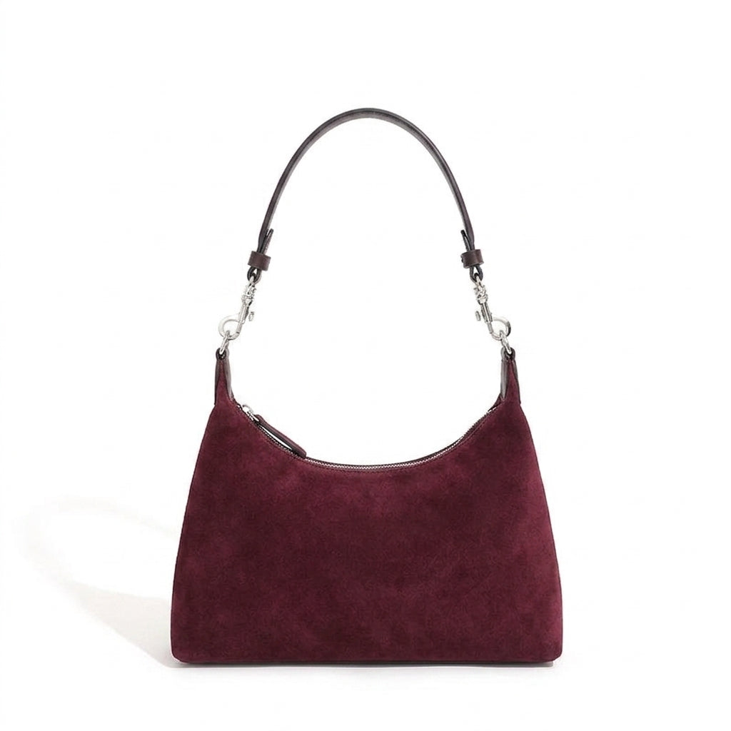 Urban Frosted Suede Crossbody na cor Burgundy em fundo branco