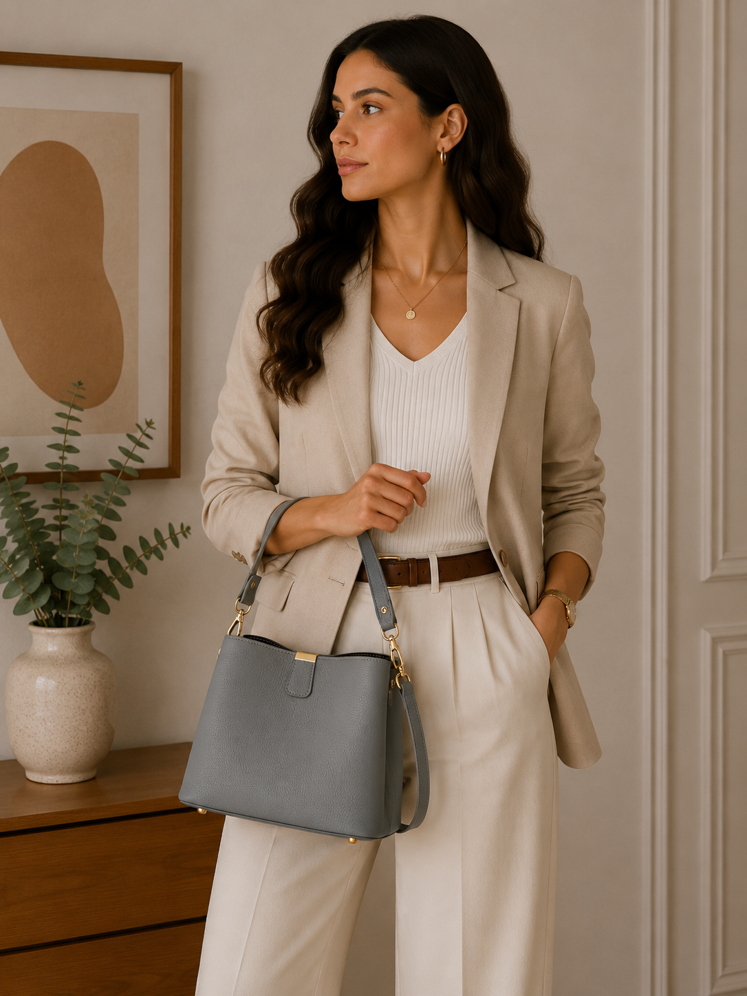 Aurora Genuine Leather Large Shoulder Bag