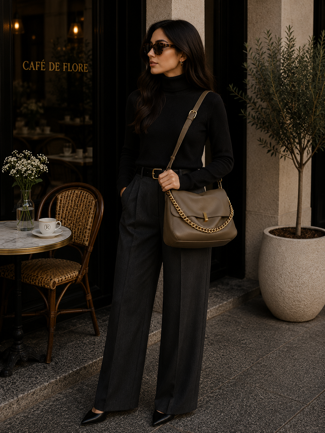 Leather Chain Tote Bag