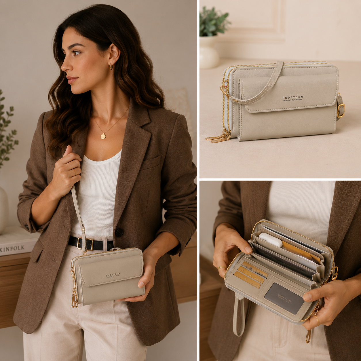 Double Zipper Crossbody Phone Bag