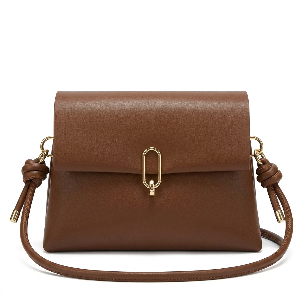 Bella Luxury Crossbody Messenger Bag na cor Coffee em fundo branco