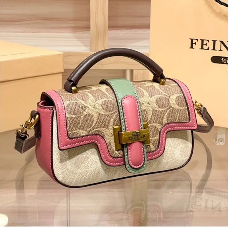 Contrasting Color Shoulder Bag