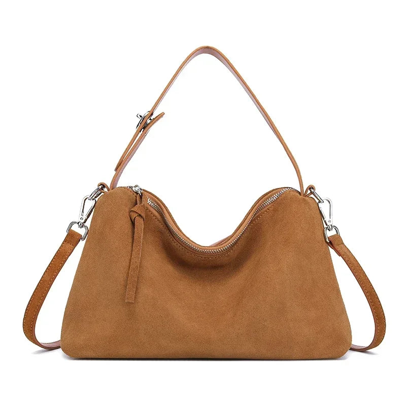 Large Suede Shoulder Bag for Work