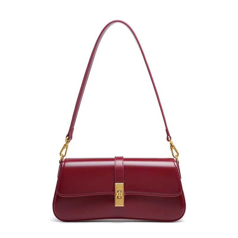 Audrey Genuine Leather Baguette Bag