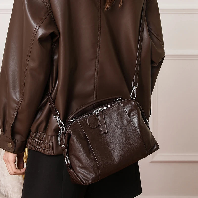 Retro Leather Boston Bag
