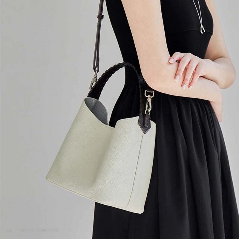 BURMINSA Slouchy Genuine Leather Hobo Bag
