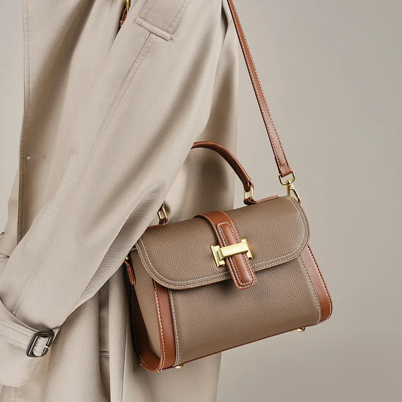 Genuine Leather Square Crossbody Bag
