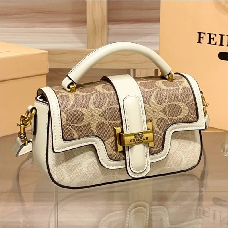 Contrasting Color Shoulder Bag