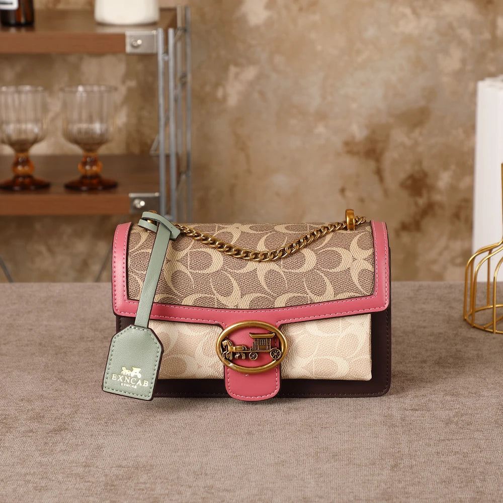 Contrasting Color Chain Bag