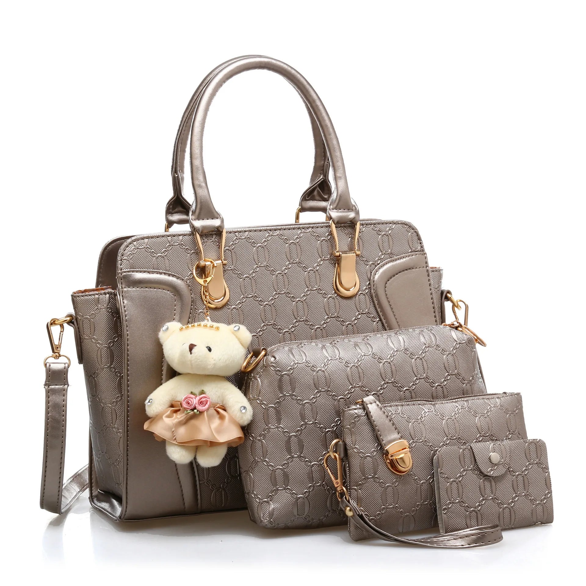 Premium 4-Piece Fashion Tote & Top Handle Crossbody Bag Set