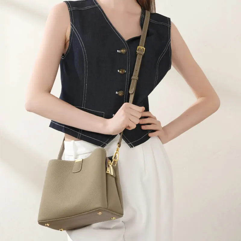 Aurora Genuine Leather Large Shoulder Bag