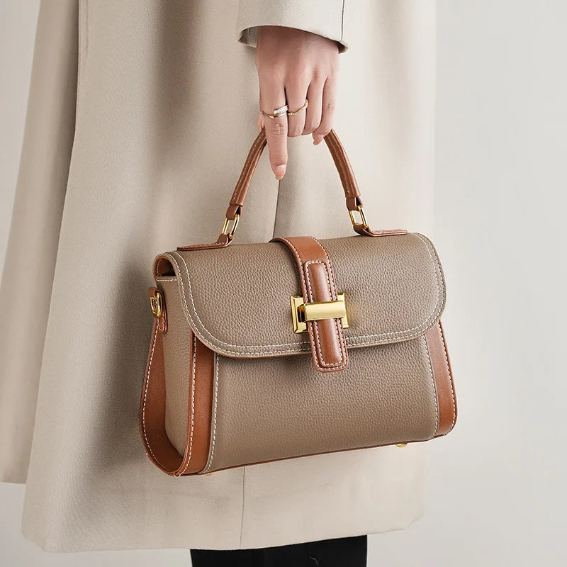 Genuine Leather Square Crossbody Bag