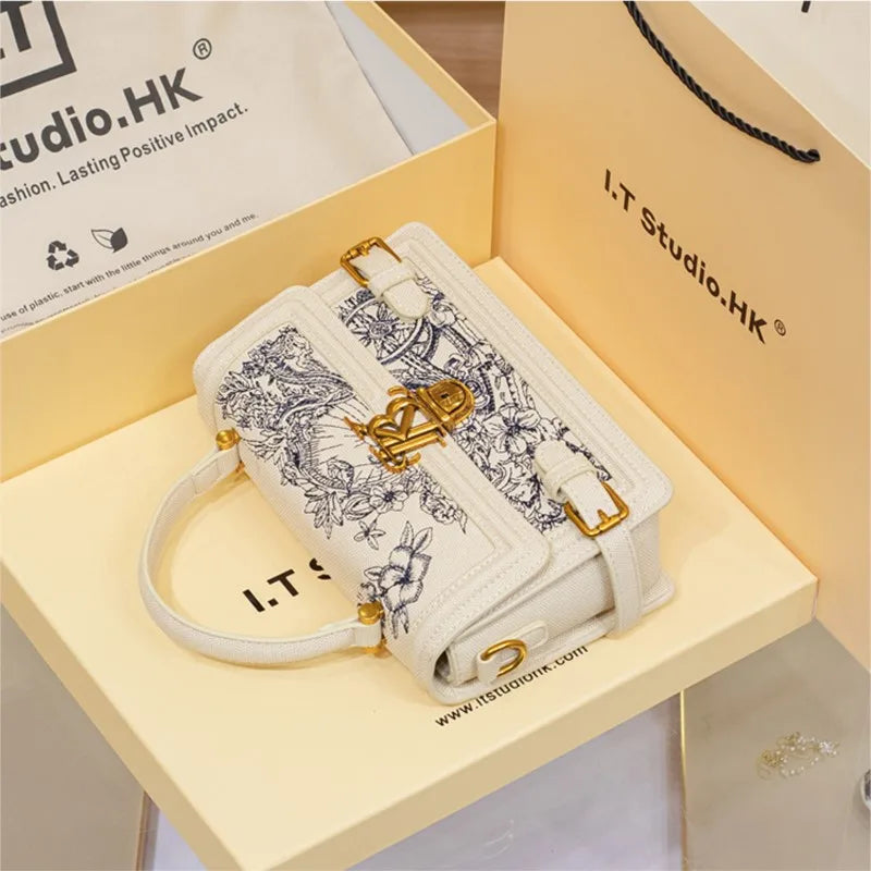 Embroidered Square Crossbody Bag