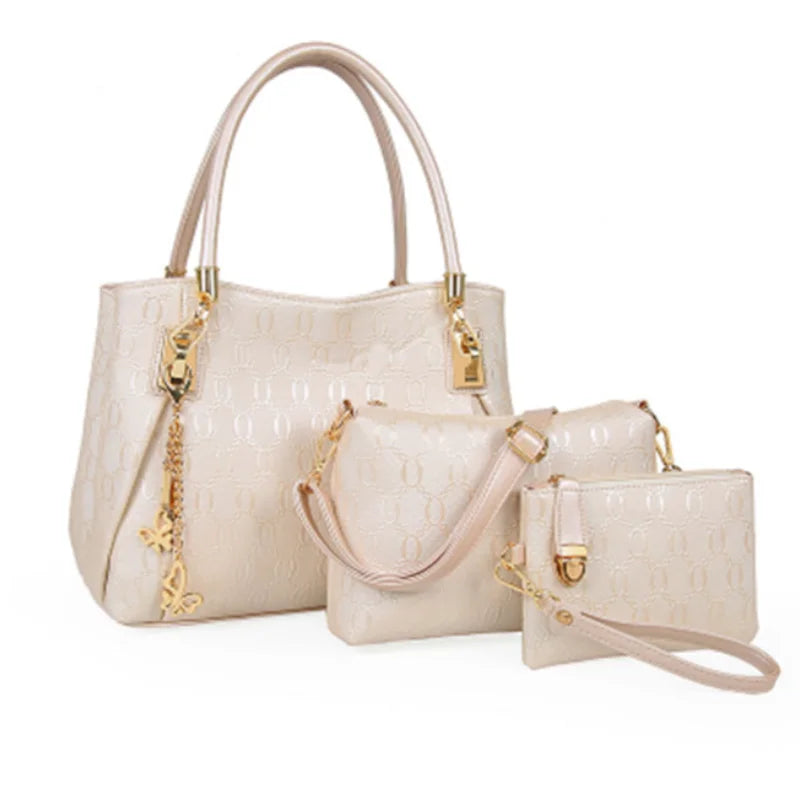 Elegant Vintage Leather 3-Piece Large Capacity Crossbody & Shoulder Bag Set