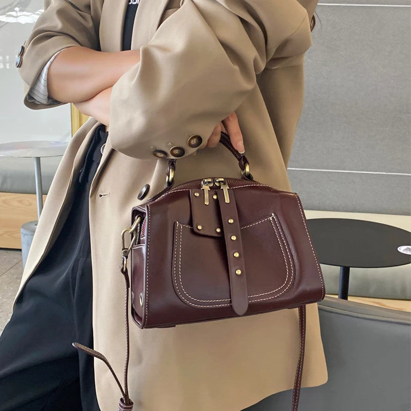 Retro Leather Crossbody Bag