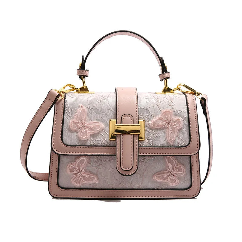 Embroidered Textured Crossbody Bag