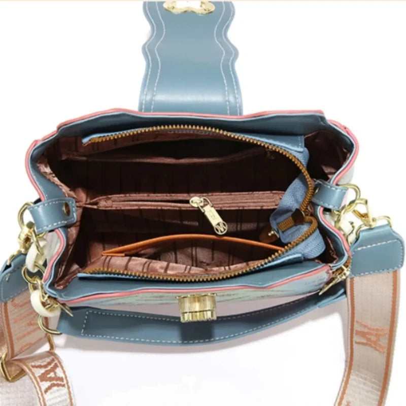 Premium Rainbow Print Bucket Crossbody Bag Set