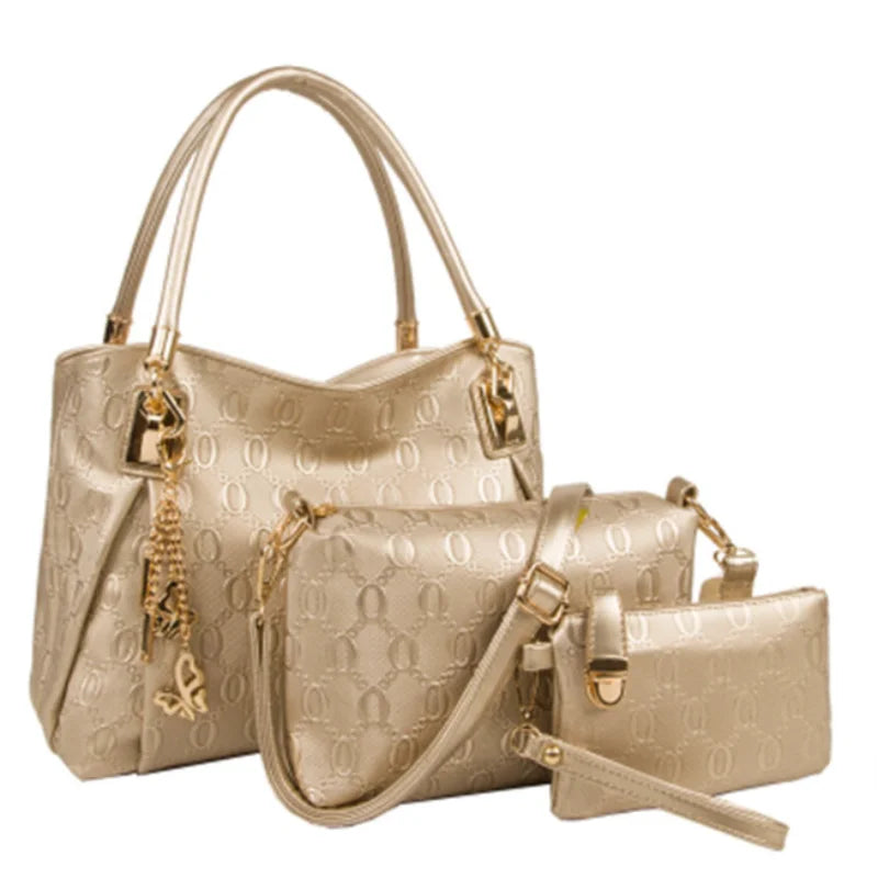 Elegant Vintage Leather 3-Piece Large Capacity Crossbody & Shoulder Bag Set