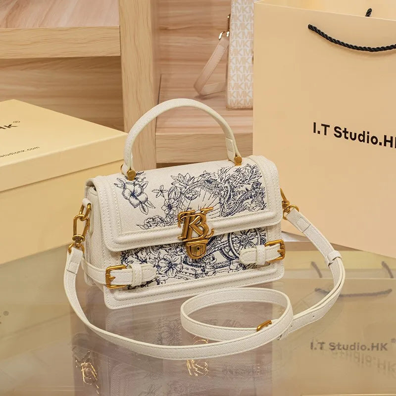 Embroidered Square Crossbody Bag