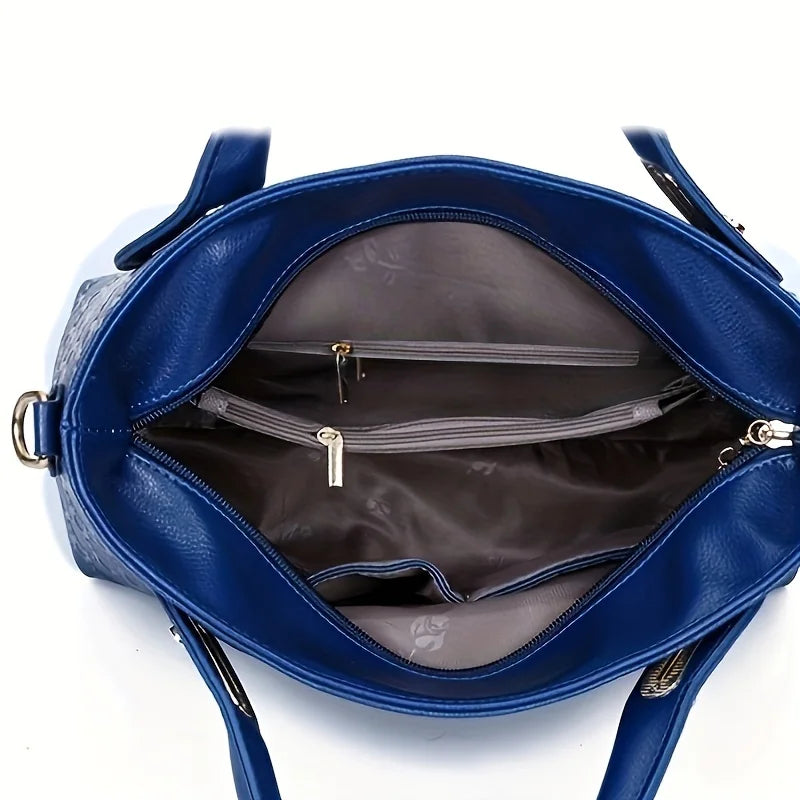 Premium 4-teiliges Tote- und Umhängetaschen-Set mit geometrischem Muster