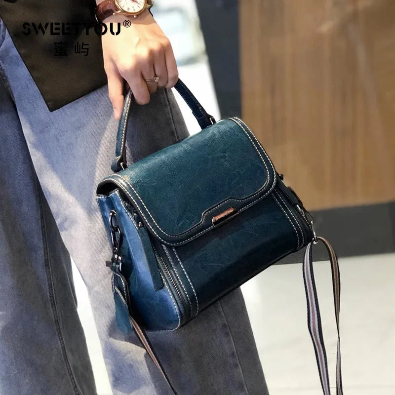 Luna Vintage Genuine Leather Tote Bag
