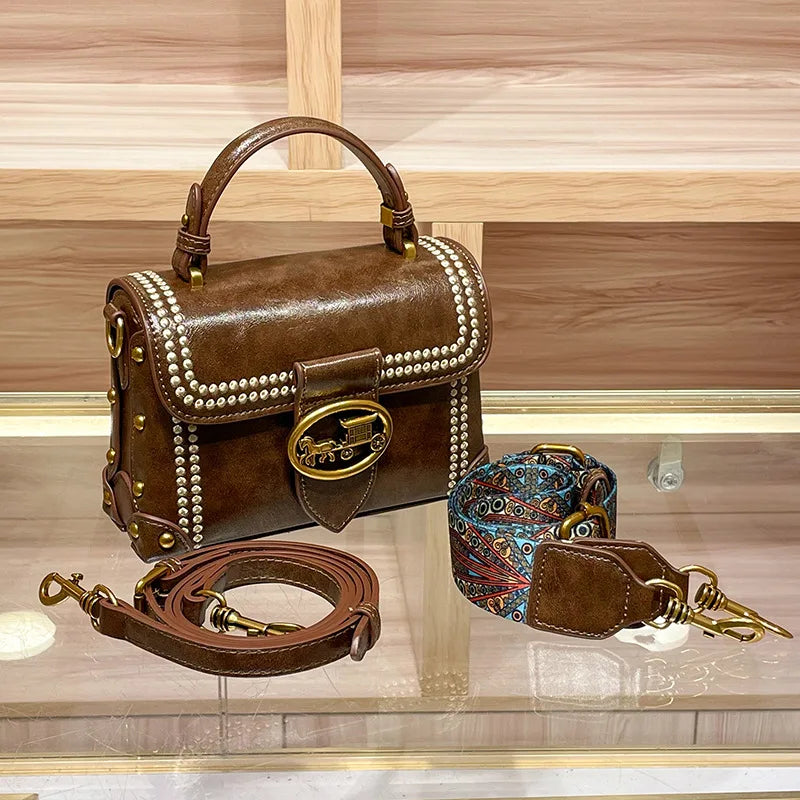 Retro Wide Strap Crossbody Bag