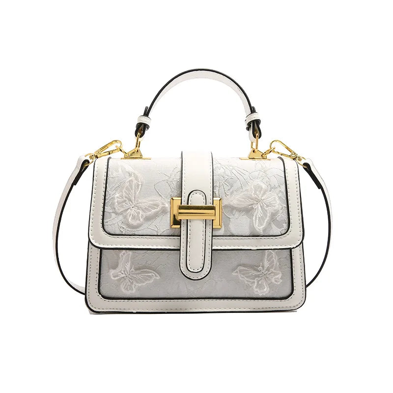 Embroidered Textured Crossbody Bag