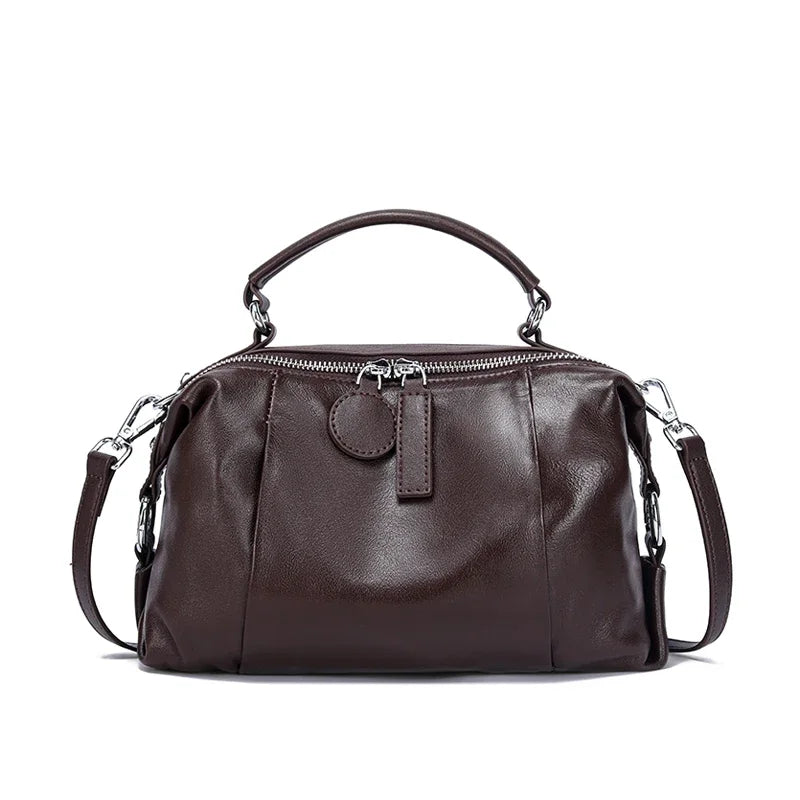 Retro Leather Boston Bag