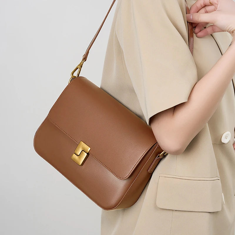 Ruby Genuine Leather Square Crossbody Bag