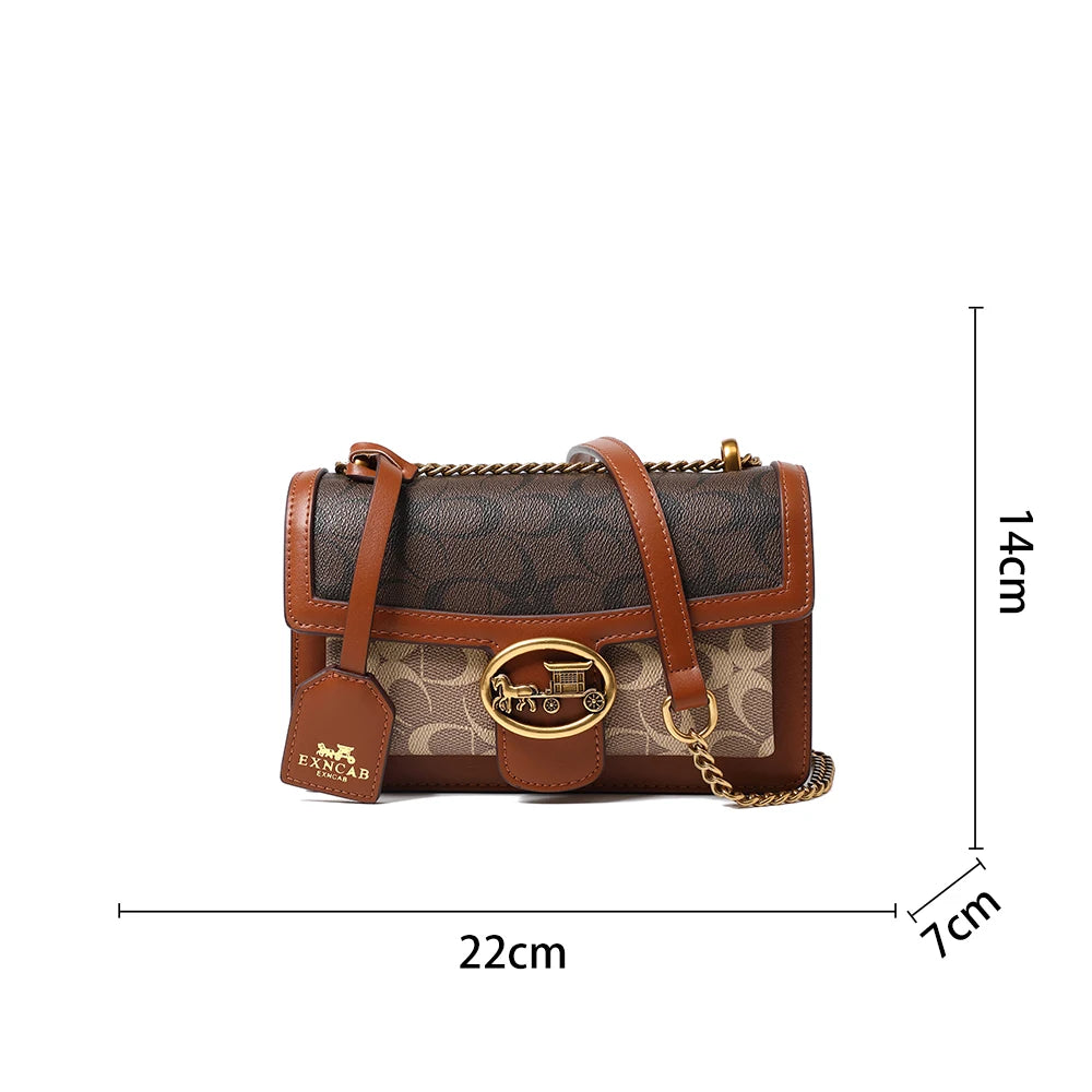 Contrasting Color Chain Bag