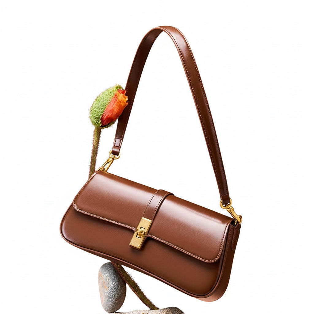 Audrey Genuine Leather Baguette Bag