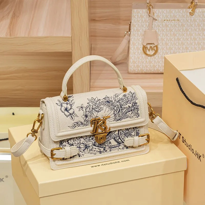 Embroidered Square Crossbody Bag