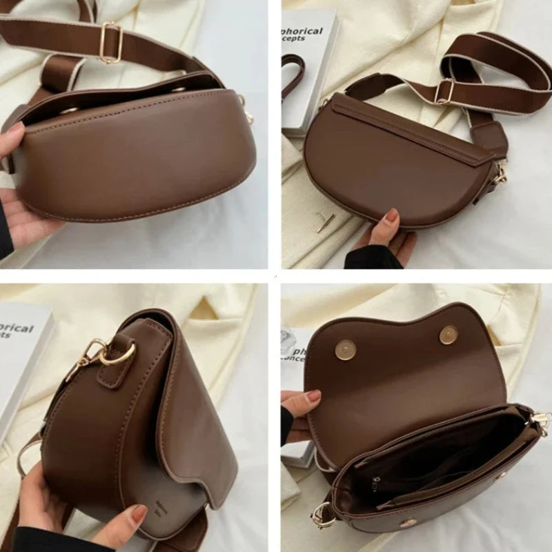 Vintage Wide Strap Saddle Bag