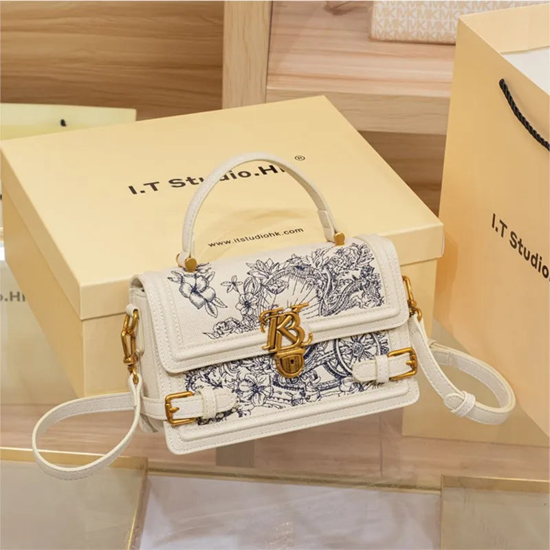 Embroidered Square Crossbody Bag