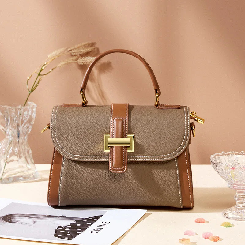 Genuine Leather Square Crossbody Bag