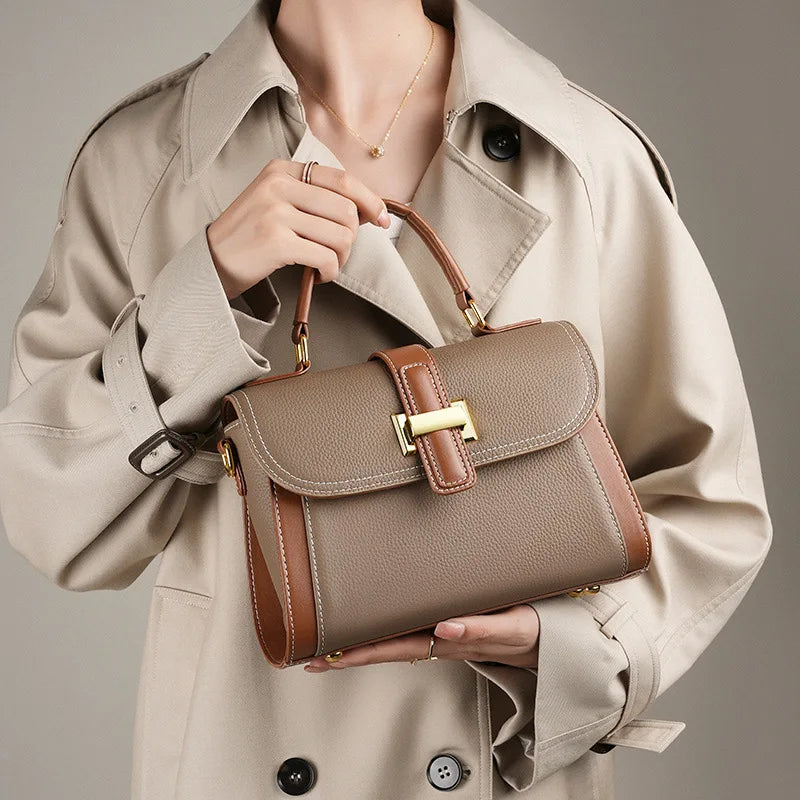 Genuine Leather Square Crossbody Bag