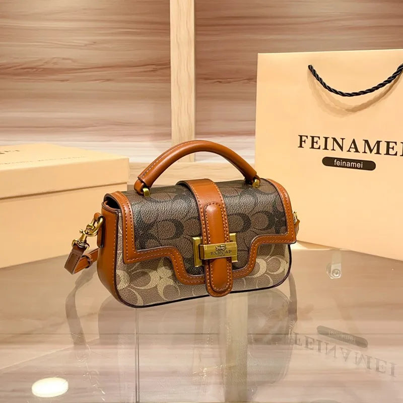 Contrasting Color Shoulder Bag
