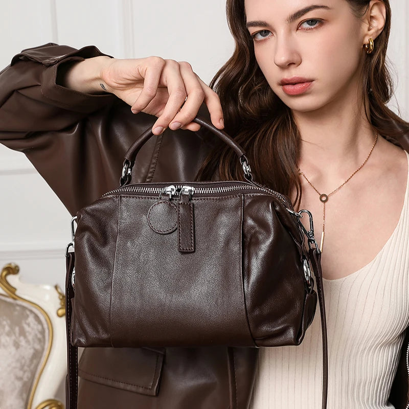 Retro Leather Boston Bag
