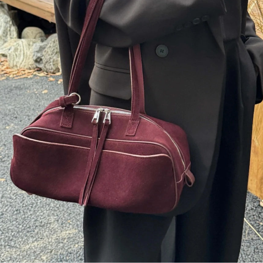 The Serene Suede Barrel Bag