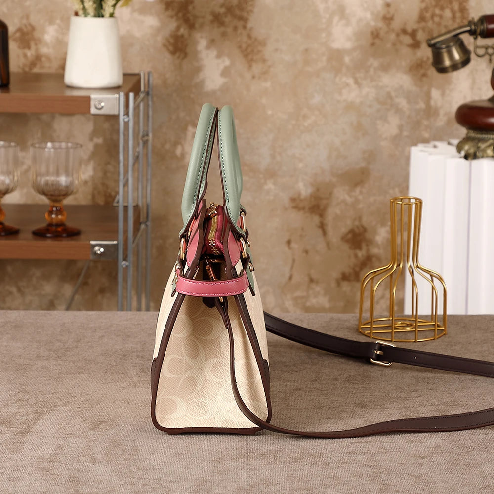 Color-blocked Crossbody Tote