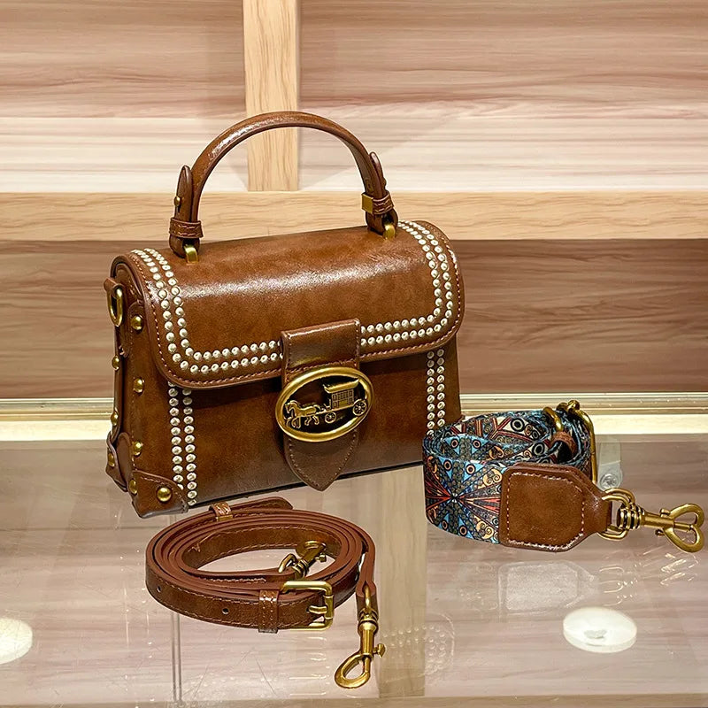 Retro Wide Strap Crossbody Bag