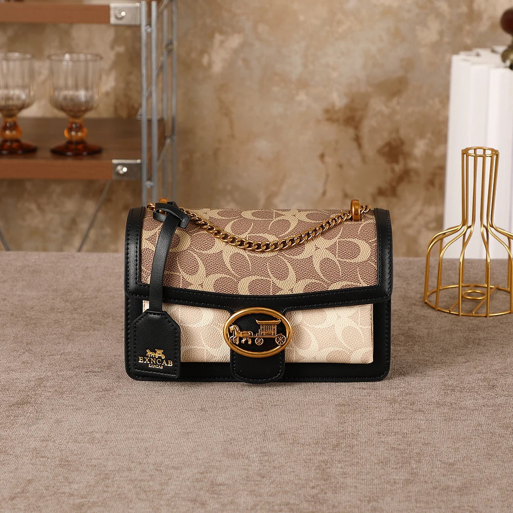 Contrasting Color Chain Bag