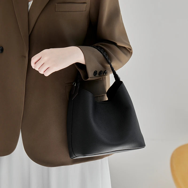 BURMINSA Slouchy Genuine Leather Hobo Bag