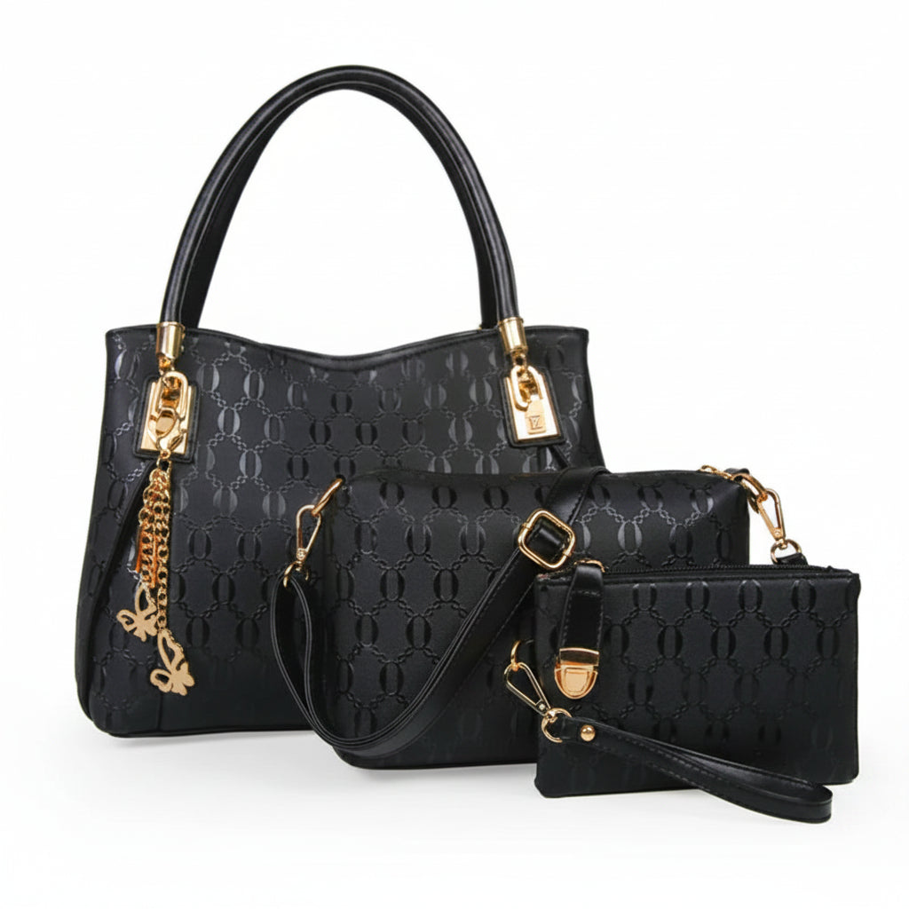 Elegant Vintage Leather 3-Piece Large Capacity Crossbody & Shoulder Bag Set
